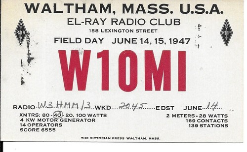 Qsl 1947 waltham - ,