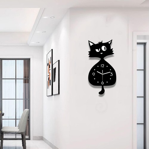 Cat wall clock silent - cat,