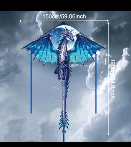 Large big blue dragon kite - large,
