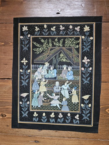 Indian painting silk fabric - painting,