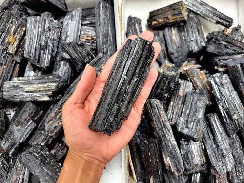 Large black tourmaline - black,