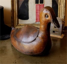 Vintage Leather Duck Doorstop
