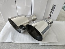 4 Inch stainless steel slash cut exhaust Tips With Clamps X2