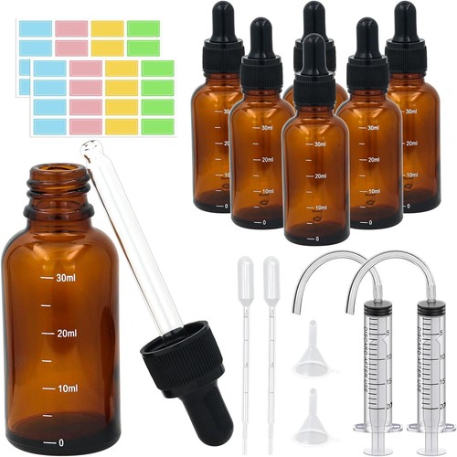 Amber glass dropper bottles - 6,