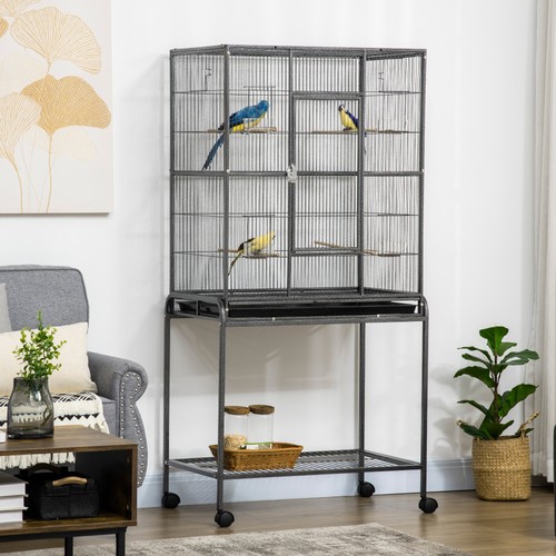 Pawhut rolling bird cage - bird, w/