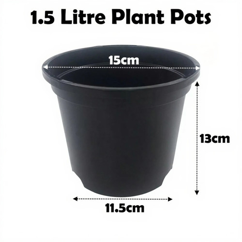 Litre black plant pots - 1.5,