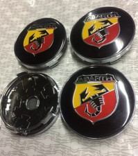 4x Fiat Abarth Scorpion Alloy Wheel Hub Centre Cap Yellow/Red 60mm