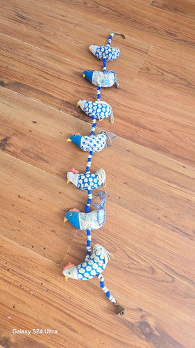 Blue white pink yellow beaded - blue,