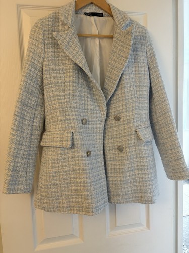 Zara blue waffle blazer - blue,