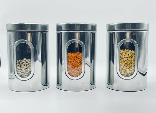 Stainless steel round canister - round,