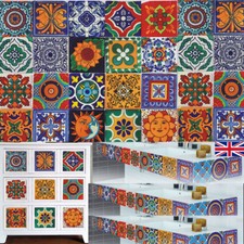 24XVintage Moroccan Stickers Tile Mosaic Waterproof Self-adhesive Wall Stick UK