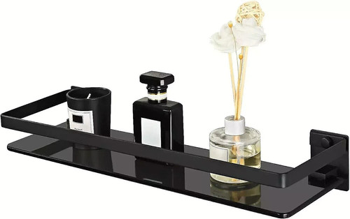 Black bathroom shelf wall - black,