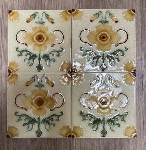 Art nouveau fireplace tiles - art,