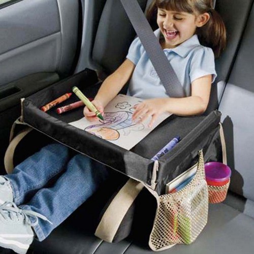 Kids car seat tray - car, black