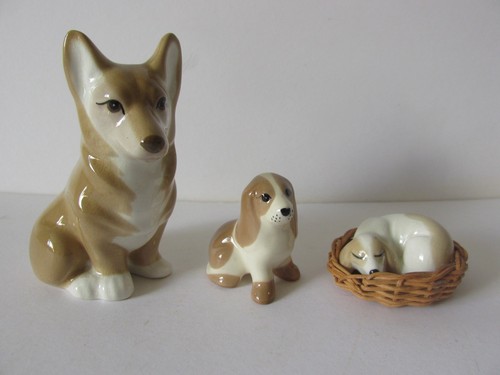 Vintage ceramic dog figurines - vintage,
