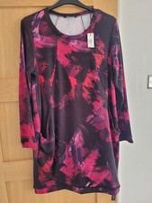 Gorgeous Hot Pink & Black Cocoon Tie Dye Style Knee Length Dress Size 16