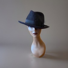 Vintage Black Wool Felt Trilby