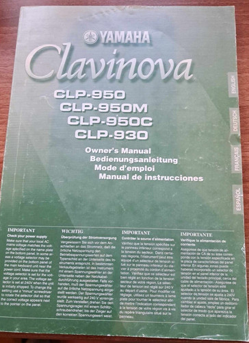 Yamaha clavinova owner - clavinova, owner's