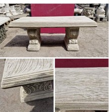 Large Stone Fancy Cast Straight Garden Bench Seat  Patio Furniture Outdoor Wide