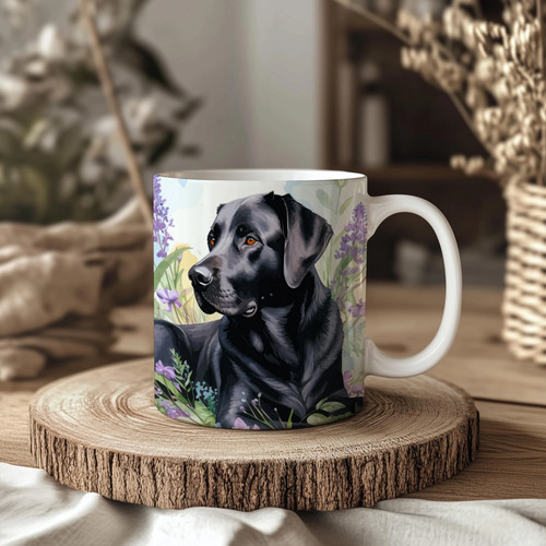 Labrador floral ceramic 11oz - ceramic,