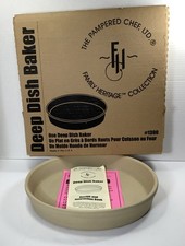 Pampered Chef Stoneware Family Heritage Deep Dish Baker 11in Round 1390 NIB