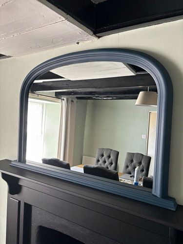 Arched blue painted wood - arched,