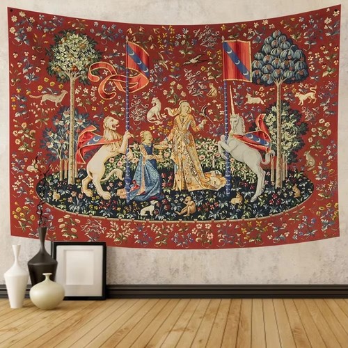Medieval lady and unicorn - medieval,