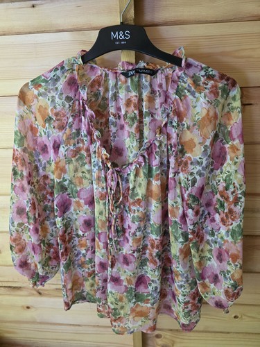 Zara floral sheer blouse - floral,
