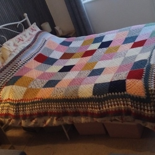 Multi colour crocheted afghan - colour,