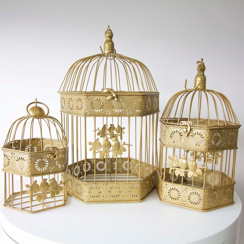 Bird cages ivory - bird, gold