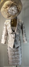 Luis Civit UK 14 Cream Gold Dress Jacket Wedding Mother Bride Groom Guest Outfit