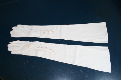 Vintage white long - , leather