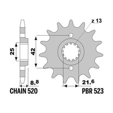 Sprocket PBR Z13 teeth step