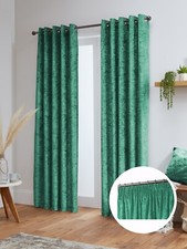 Crushed Velvet Curtains Pair Tape Top Fully Lined- Black - Silver - White