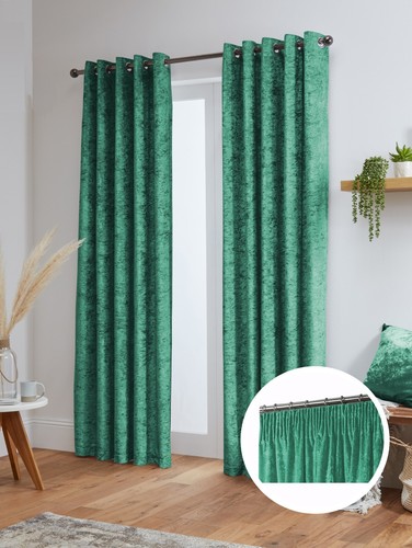 Crushed velvet curtains pair - crushed,