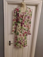 B) Mandy Marsh Lemon Green Multicoloured Floral Sleeveless Dress And Blazer Size