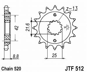 Sprocket chain kit teeth - chain, 15