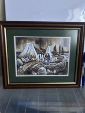 J P Rooney, Irish Village . Printing Mount And Frame . Used .