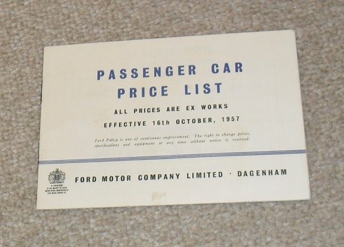 Ford price list - price,