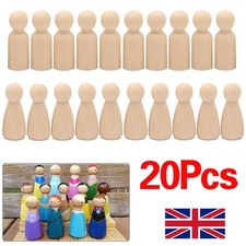 20pcs Wood Peg Doll Little People Baby Kids Wooden Dolls DIY Male Female 35MM U