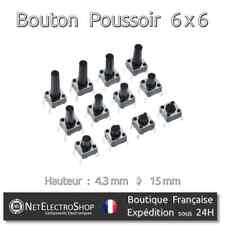 Bouton Poussoir Miniature 6 x 6 mm, Hauteur 4.3 à 15 mm, 5 à 20 pcs, Assortiment
