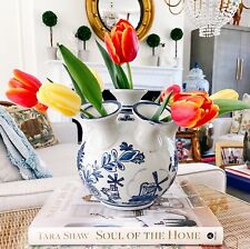 Blue & White Delft Style Windmill Tulipiere Vase 7"L x 7"W