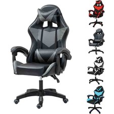 Gaming Chair Computer Lumbar Cushion Headrest Adjustable Height Office Adult Kid