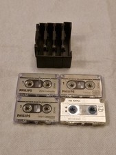 Vintage Philips Mini-Cassette LFH  x 4 Dictation Tapes and Holders 15/30minutes 