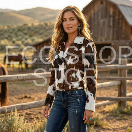 Genuine cowhide leather jacket - cowhide,