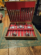 Vintage Sheffield Firth Stainless Steel 44pc Cutlery Set – Lustre Grain Finish