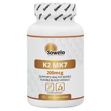 Vitamin K2 MK7 200mcg Tablets – Natural, High Potency, Bone Support – Sowelo