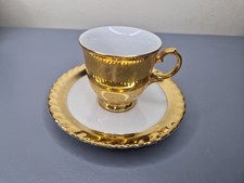 Vintage Teacup & Saucer – gold porcelain Zajecar Czechoslovakia fine china set