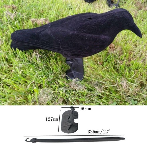 Garden flocked jet black crow - flocked,