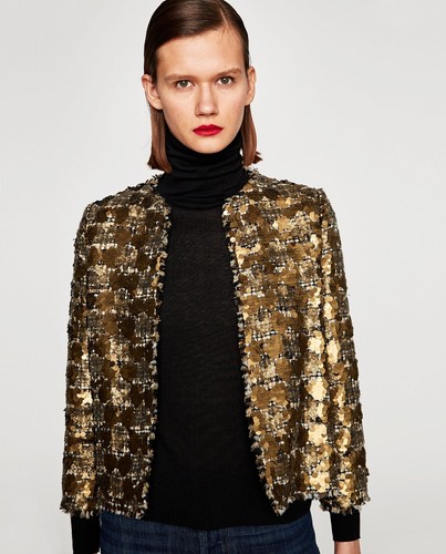 Zara women tan sequinned - women's,